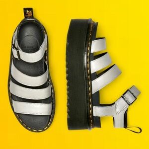 Brand NEW - Dr. Martens Grey Leather Platform Sandals